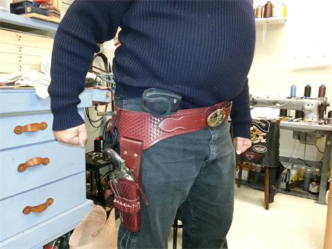 Hand tooled Western drop loop gun belt and holster
