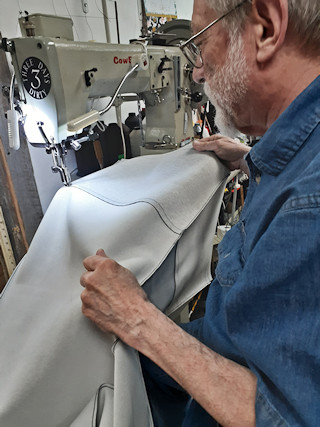 Wiz Feinberg, sewing a project